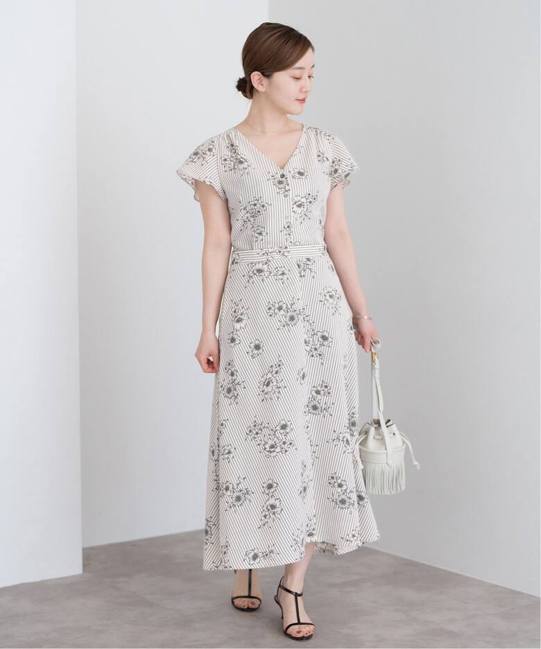 ストライプフラワースカート（ロング・マキシ丈スカート）｜IENA  