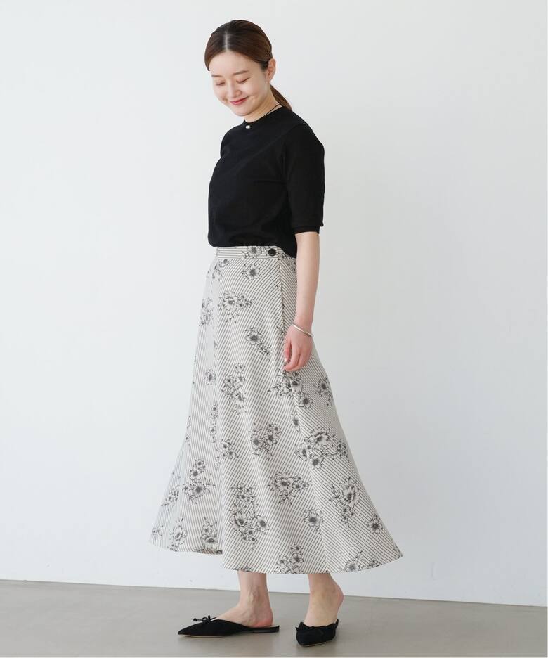 追加》ストライプフラワースカート（ロング・マキシ丈スカート）｜IENA  