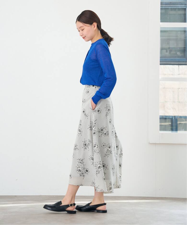 追加予約》ストライプフラワースカート（ロング・マキシ丈スカート  