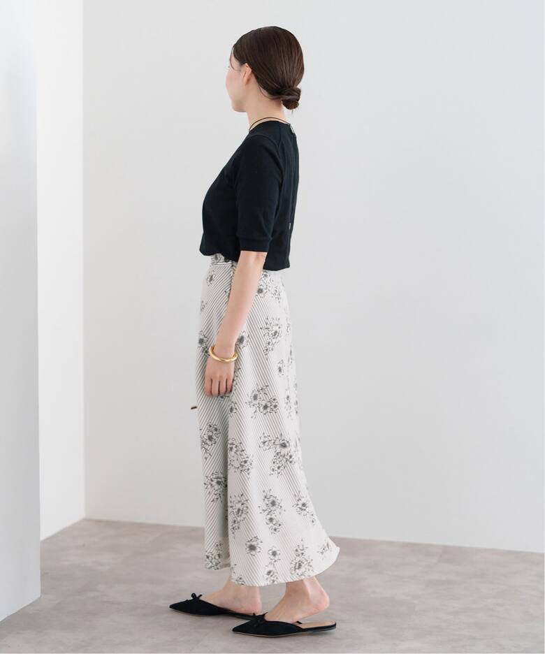 追加予約》ストライプフラワースカート（ロング・マキシ丈スカート  