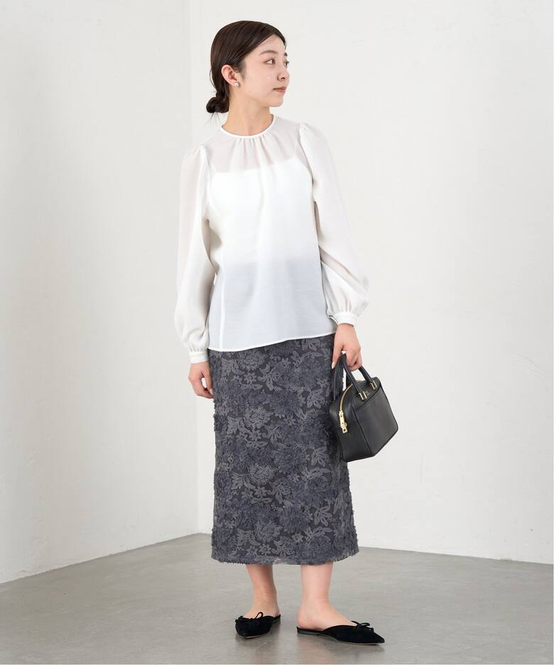 追加》シアーフラワーレーススカート（ロング・マキシ丈スカート  