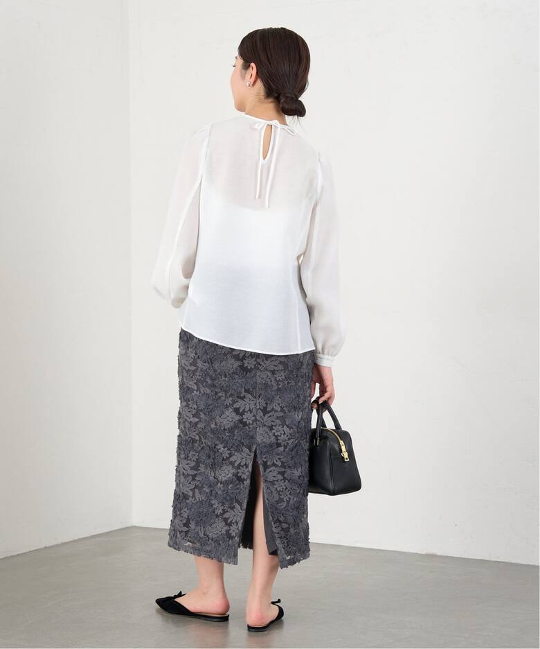 追加》シアーフラワーレーススカート（ロング・マキシ丈スカート  