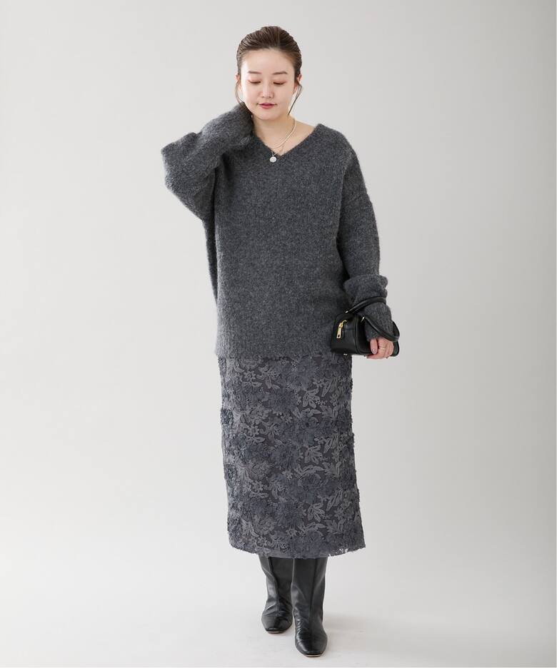 追加》シアーフラワーレーススカート（ロング・マキシ丈スカート  