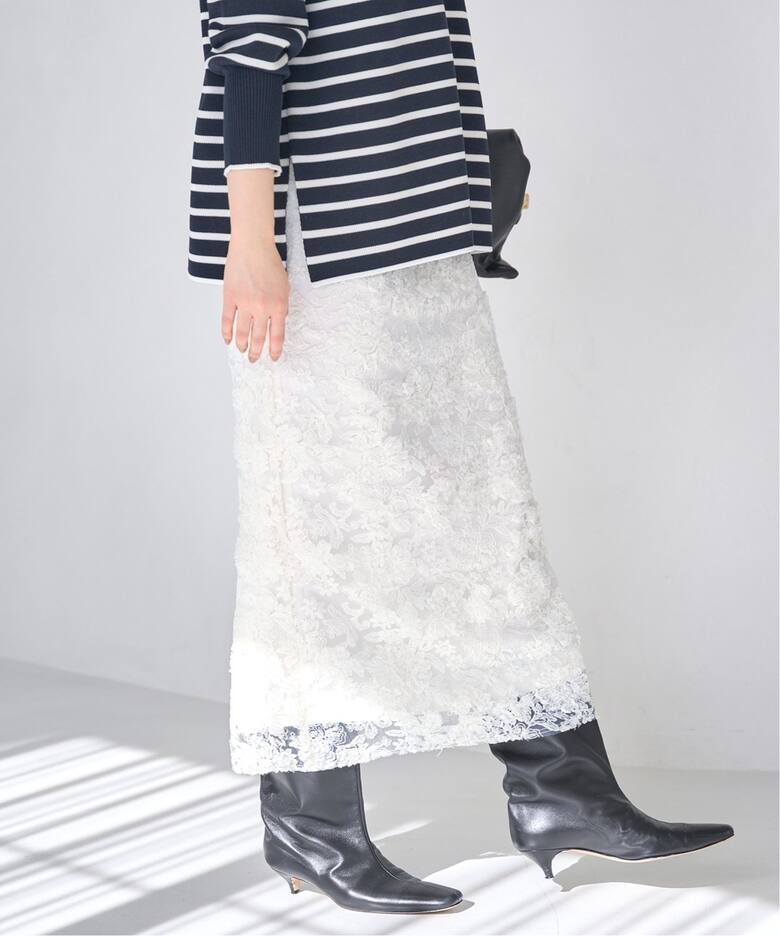 追加》シアーフラワーレーススカート（ロング・マキシ丈スカート  
