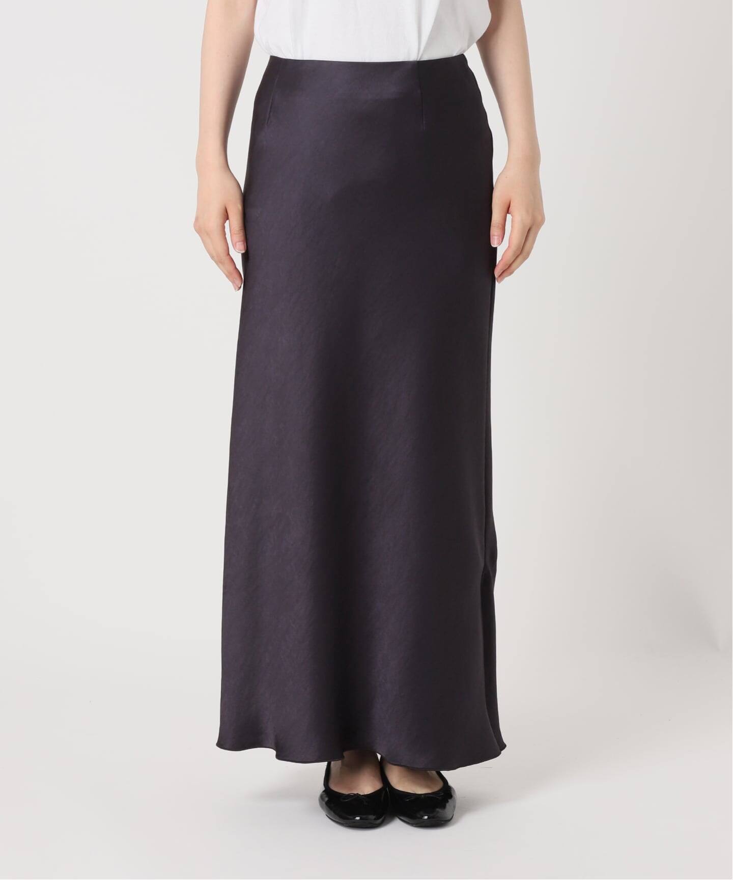 ２５SS 今季 イエナ ダブルサテンロングスカート ブラック ４０ 追加11》ダブルサテンスカート（ロング・マキシ丈スカート