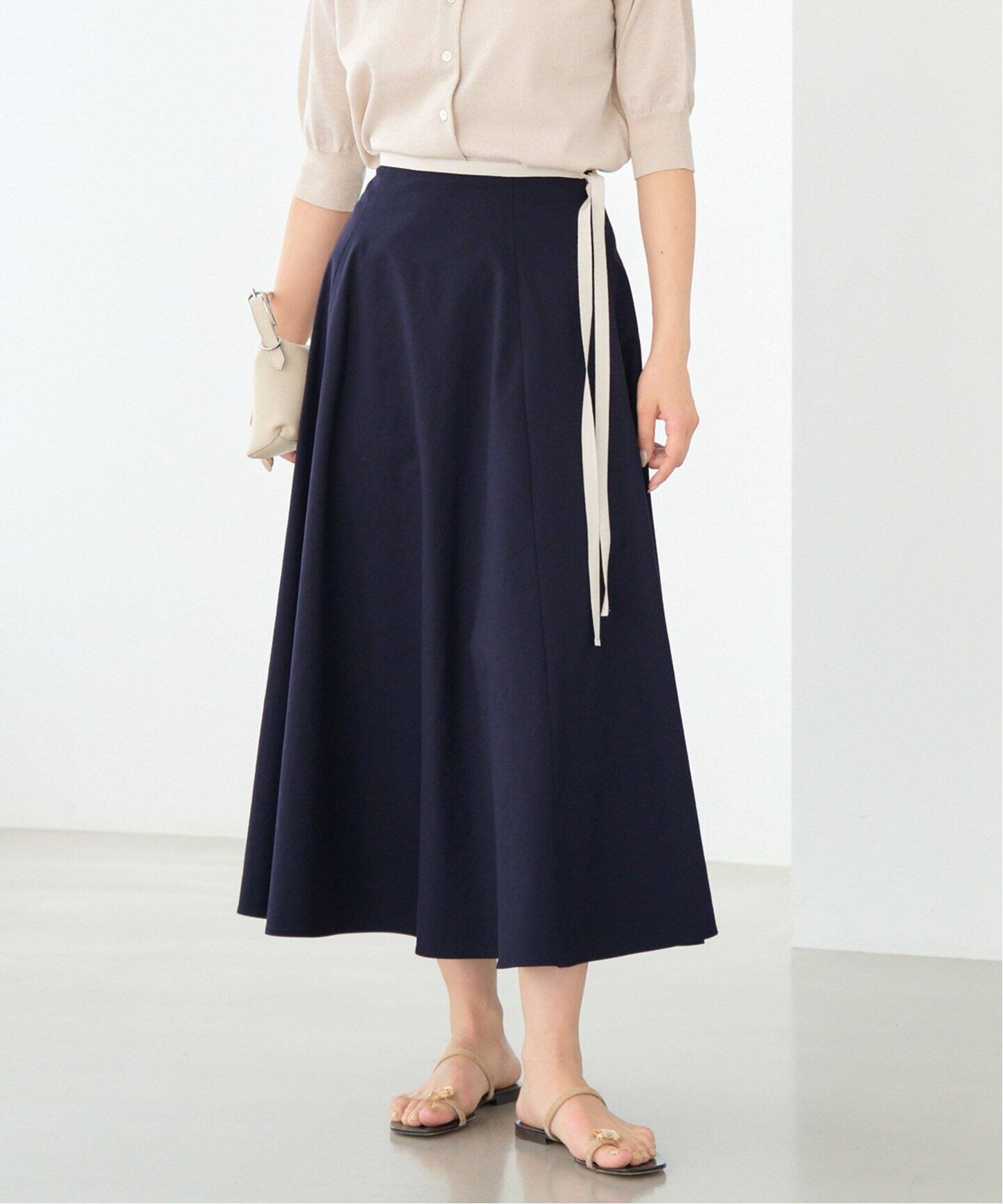 バイカラーリボンフレアスカート（ロング・マキシ丈スカート）｜IENA  