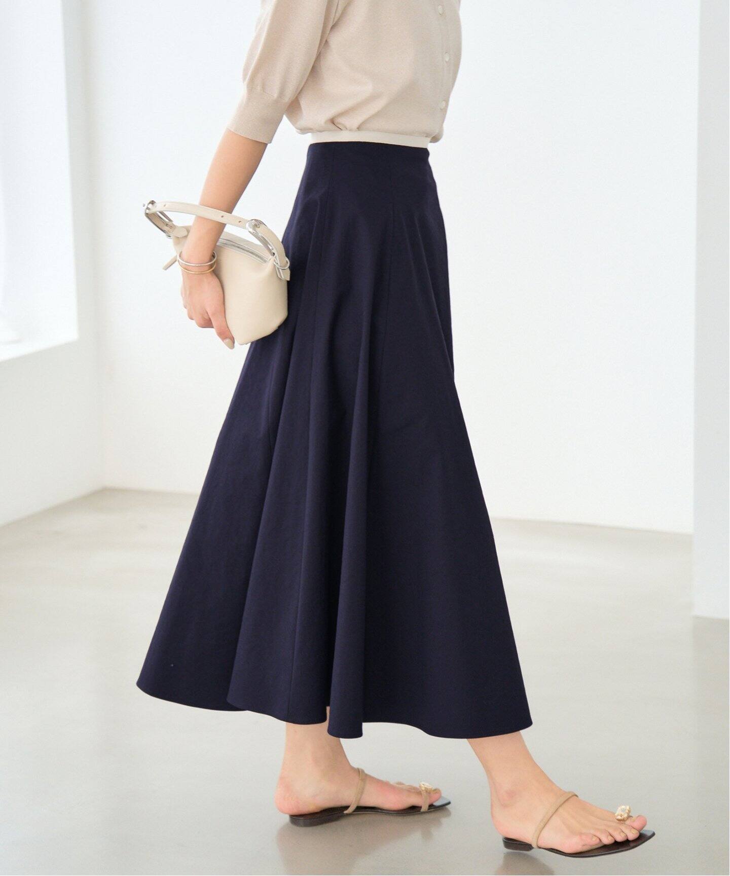 バイカラーリボンフレアスカート（ロング・マキシ丈スカート）｜IENA  