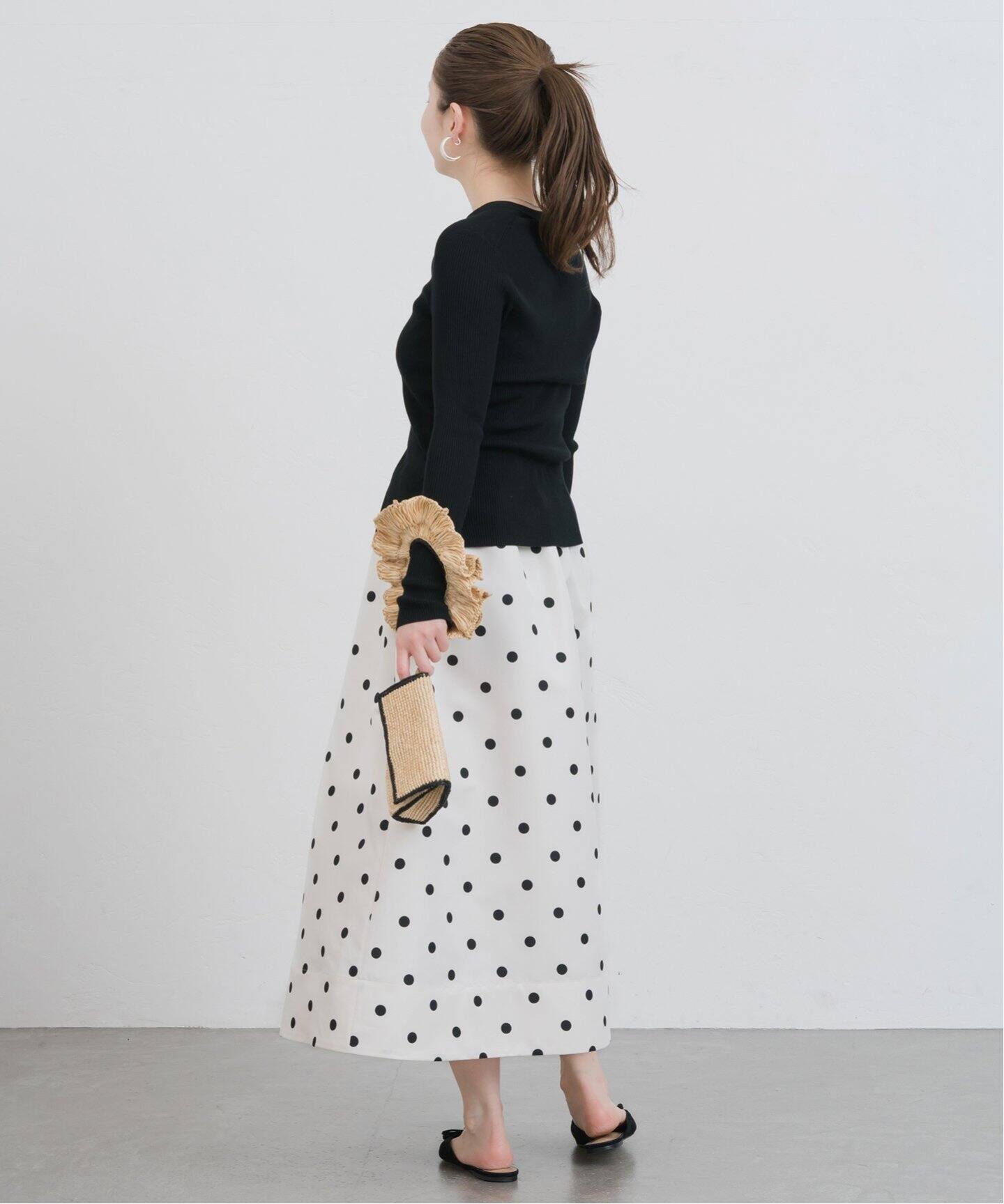 ドットグログラン ボリュームスカート（ロング・マキシ丈スカート  