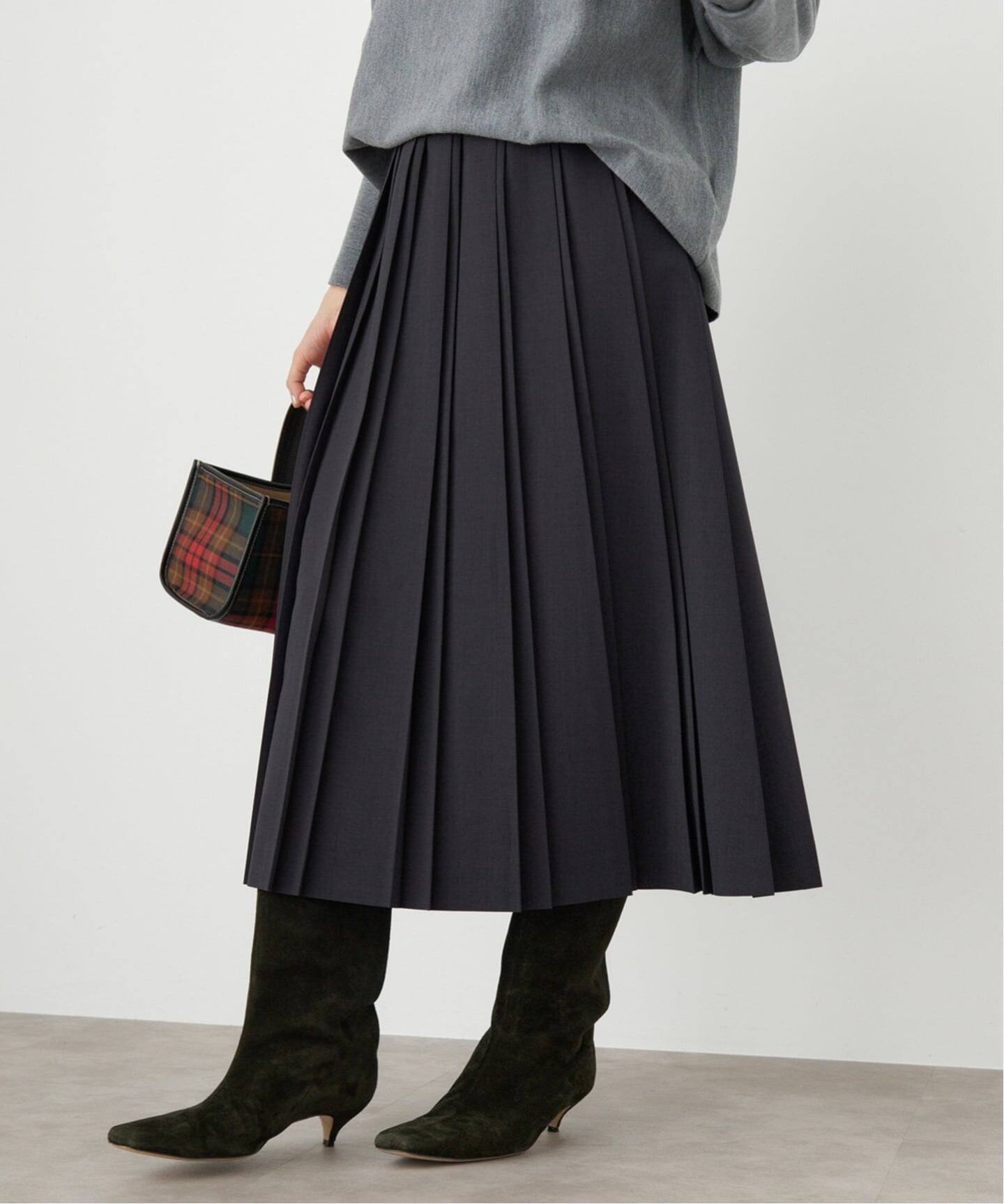 WEB限定/追加予約》ストレッチプリーツスカート（ひざ丈スカート