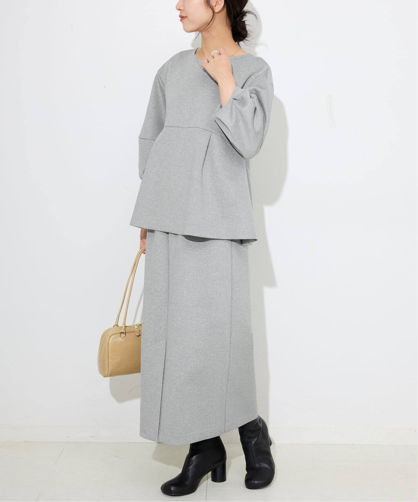 25SS✨ソヴ パフスリーブダンボールニットプルオーバー フレアスカート 