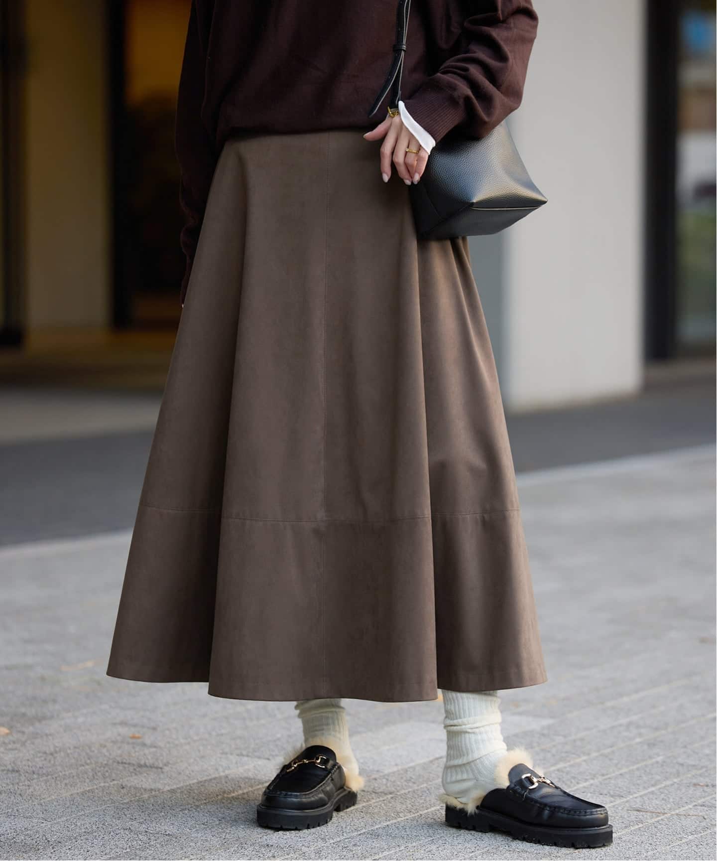 スローブ イエナ（SLOBE IENA）/フェイクスエードフレアスカート フェイクスエードフレアスカート（ロング・マキシ丈スカート）｜SLOBE