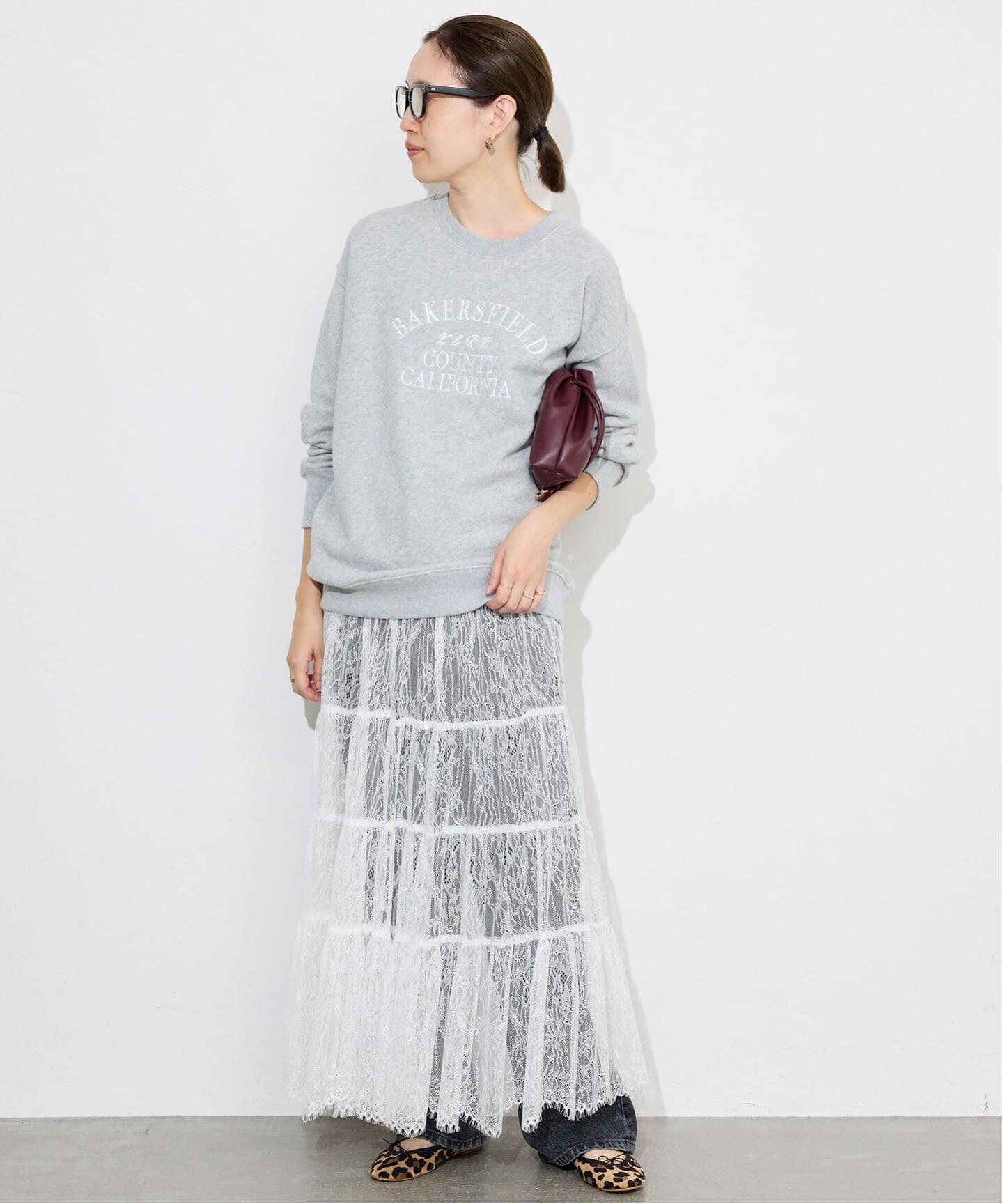 2024SSイエナスローブ レーススカート SLOBE IENA（スローブイエナ）の「レースパッチワークスカート