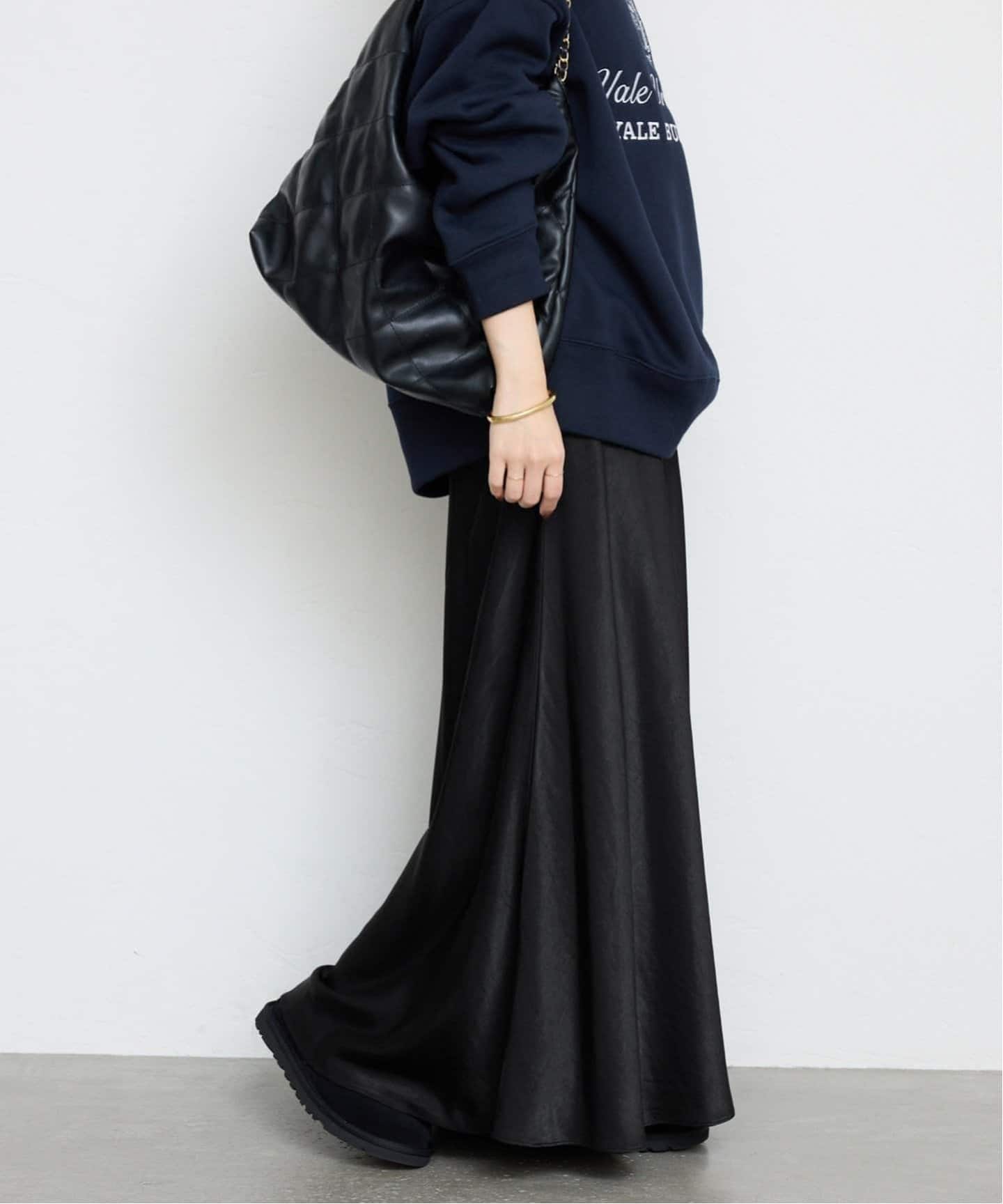 リネンフレアスカート　ブラック　slobe iena 新品未使用　ブラック SLOBE IENA 「SLOBE IENA」 フレアスカート 40 ブラック