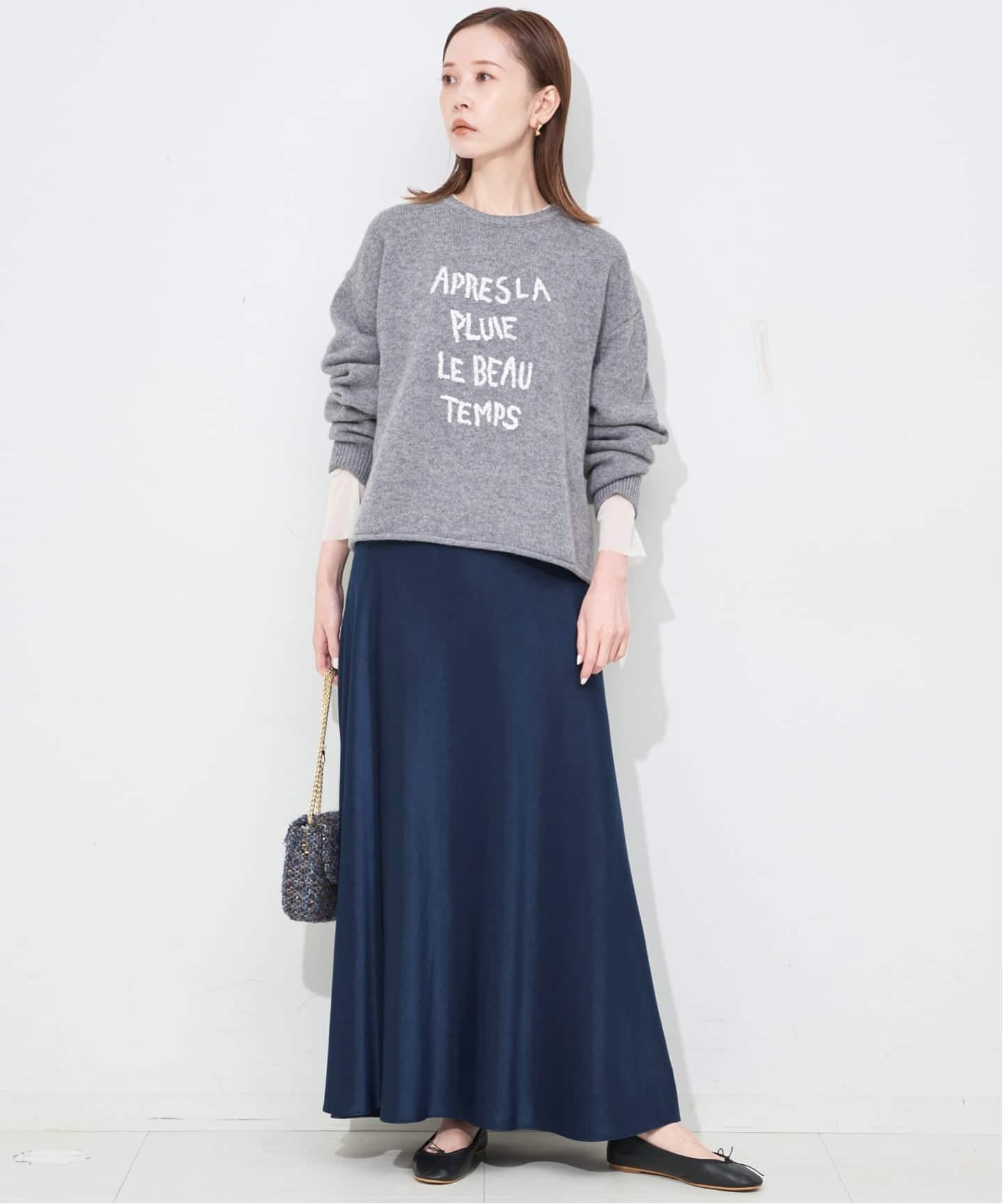 WEB限定カラー有り/追加》グロッシーサテンフレアスカート（ロング