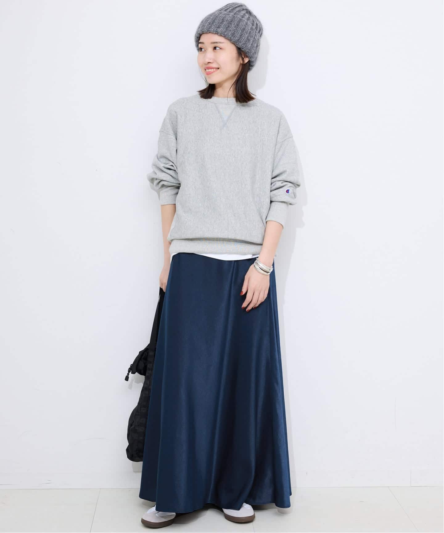 WEB限定カラー有り/追加》グロッシーサテンフレアスカート（ロング
