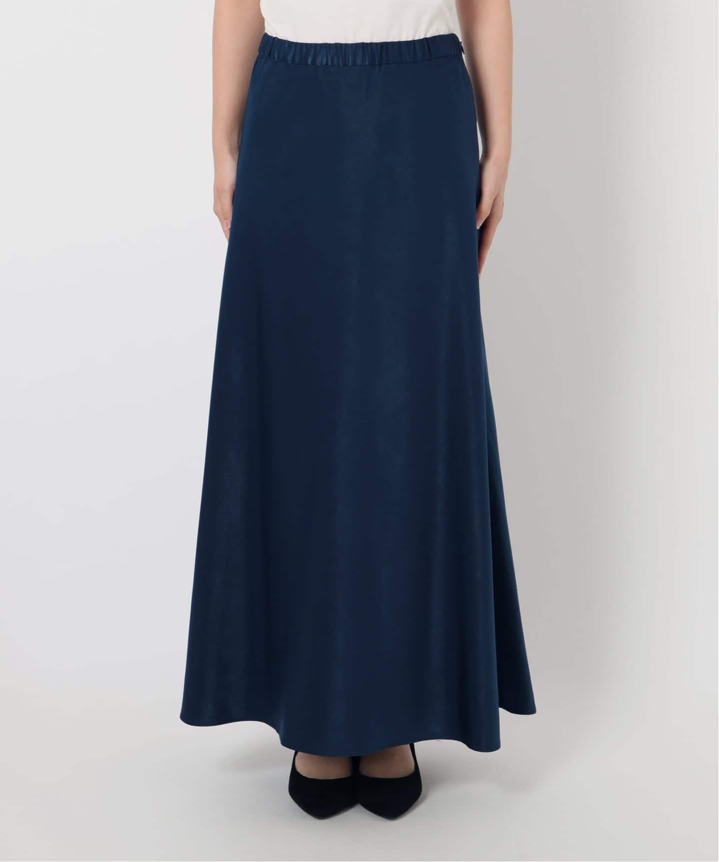 WEB限定カラー有り/追加》グロッシーサテンフレアスカート（ロング