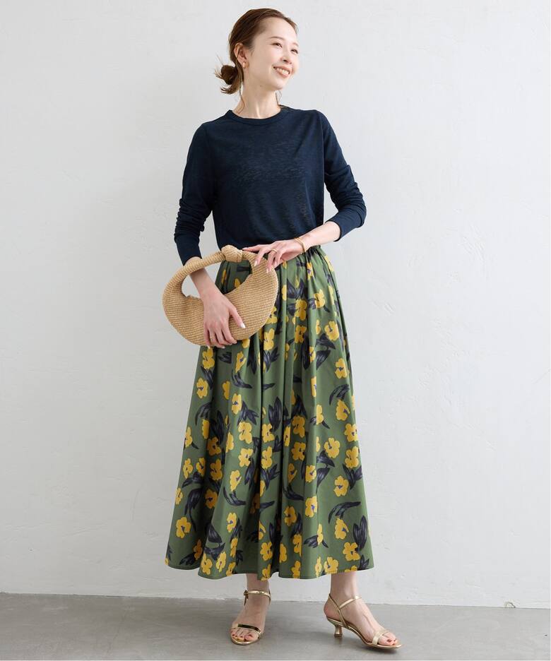 フラワープリントタフタスカート  詳細画像2
