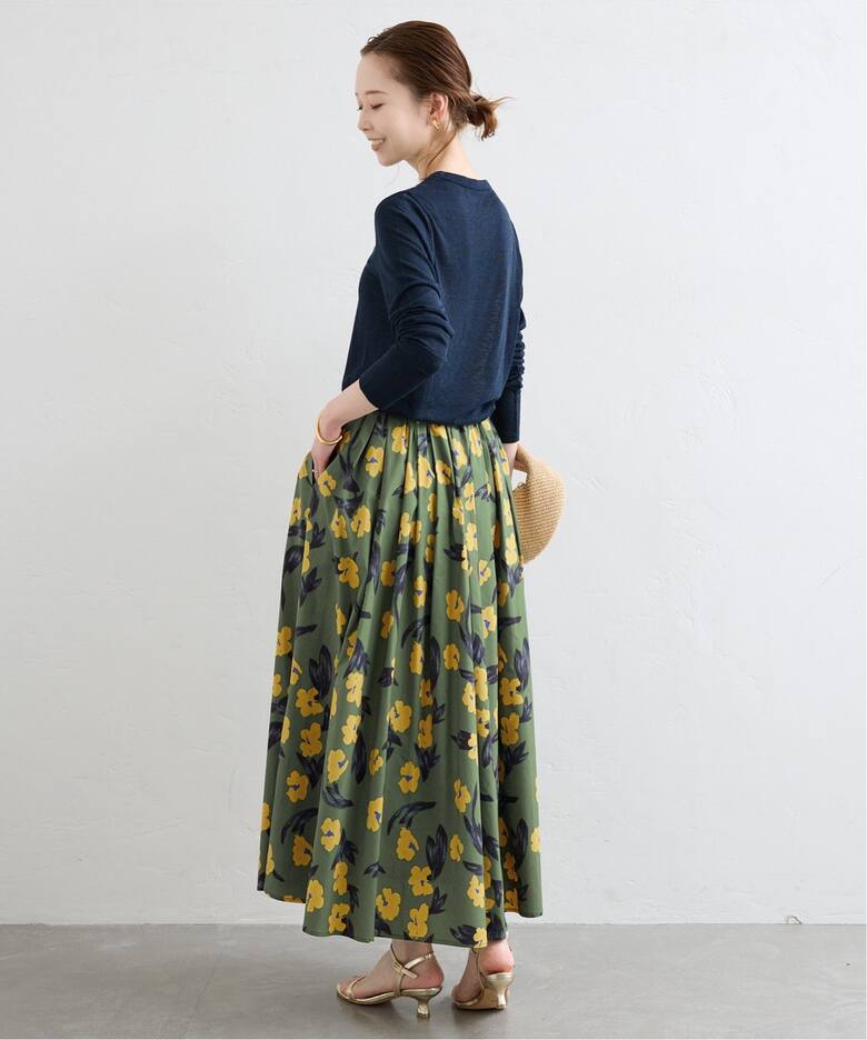フラワープリントタフタスカート  詳細画像3