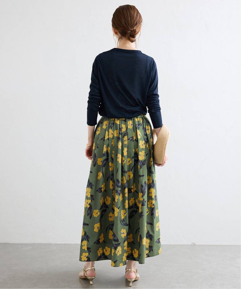 フラワープリントタフタスカート  詳細画像4