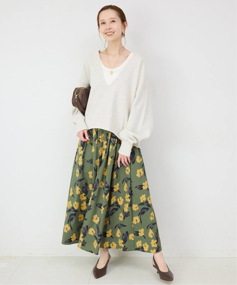 フラワープリントタフタスカート  詳細画像5