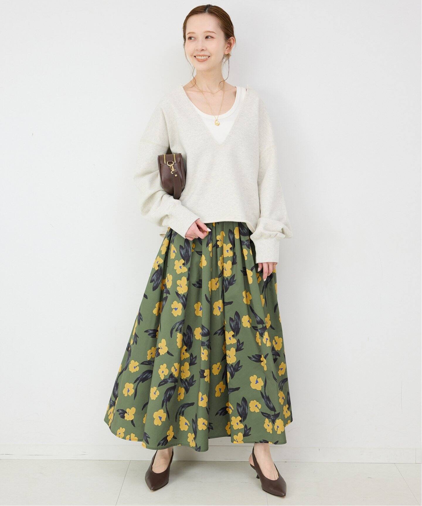 フラワープリントタフタスカート（その他スカート）｜SLOBE IENA  