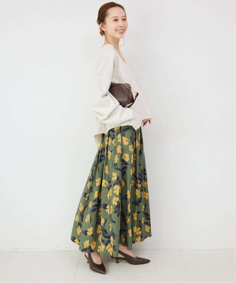フラワープリントタフタスカート  詳細画像7