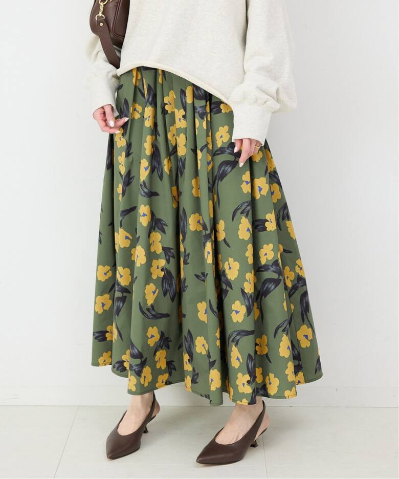 フラワープリントタフタスカート  詳細画像9