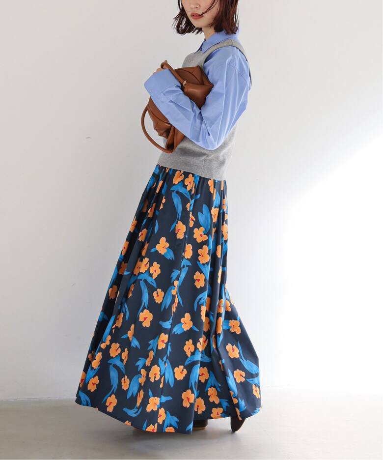 フラワープリントタフタスカート  詳細画像15