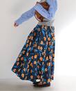 フラワープリントタフタスカート ネイビー サムネイル