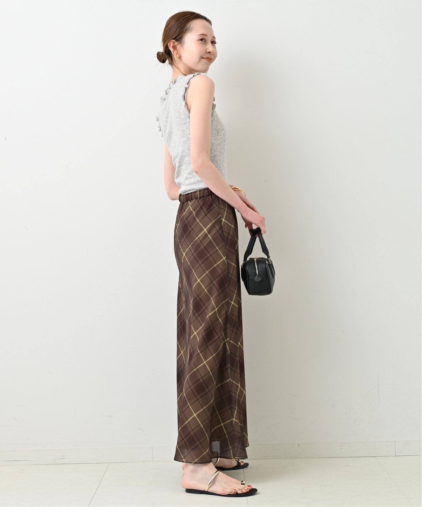 チェックバイアスフレアスカート（ロング・マキシ丈スカート）｜SLOBE  