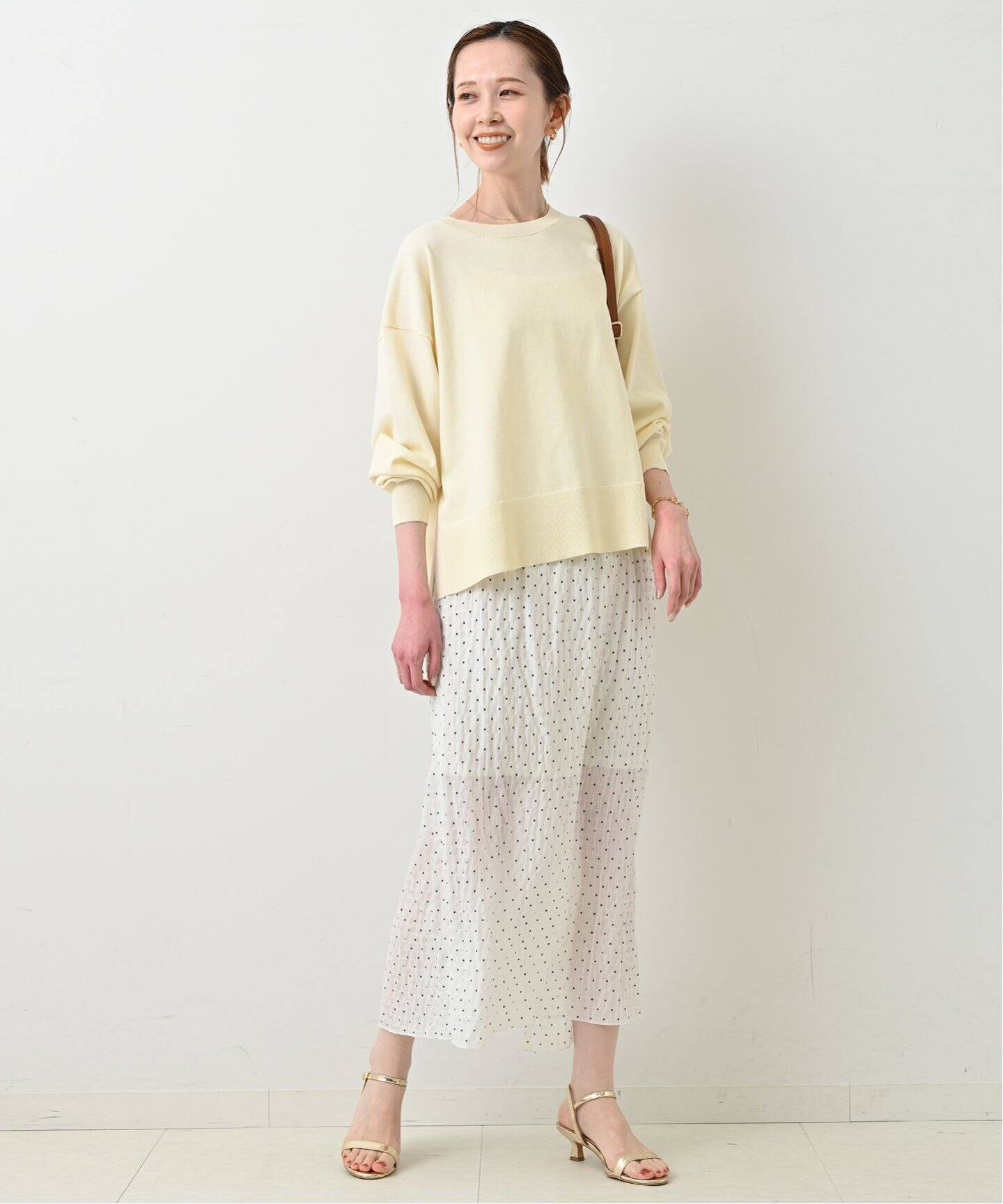 極美品♪プランテーション　定価3,8万　ドットシャーリングスカート　日本製 セール】フロッキー ドット シャーリング スカート（スカート