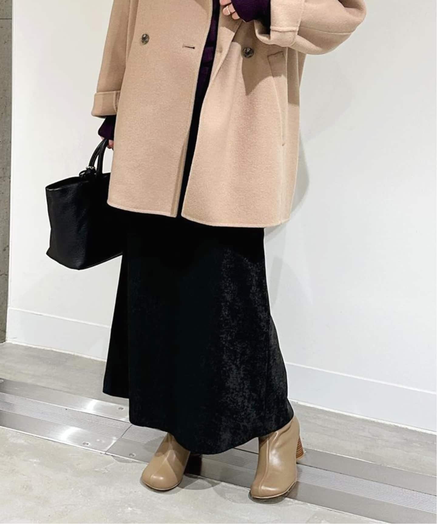 スエードライクセミフレアスカート（ロング・マキシ丈スカート