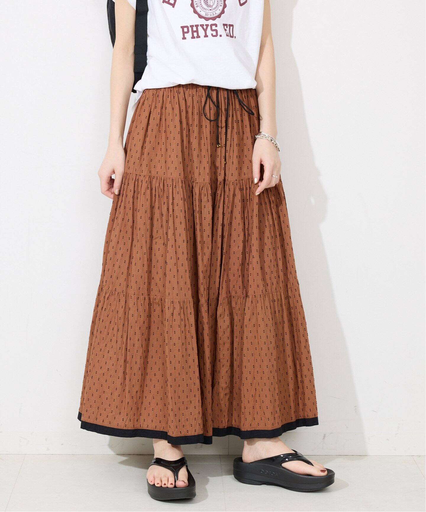 ☆SLOBE IENA TCドビーティアードスカート　ホワイト SLOBE IENA（スローブイエナ）の「TCドビーティアードスカート