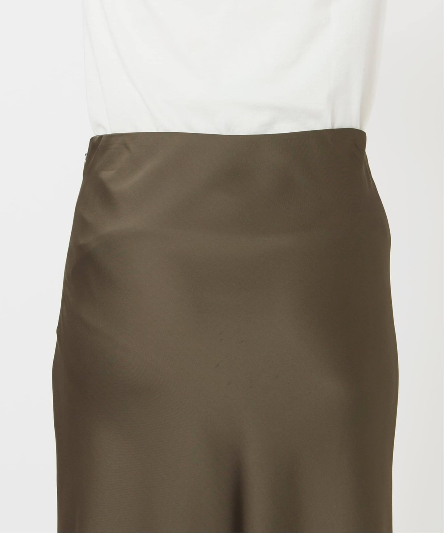 新品　ラウンジドレス　サテンナロースカート　カーキ Loungedress】サテンナロースカート | OUTLET(アウトレット