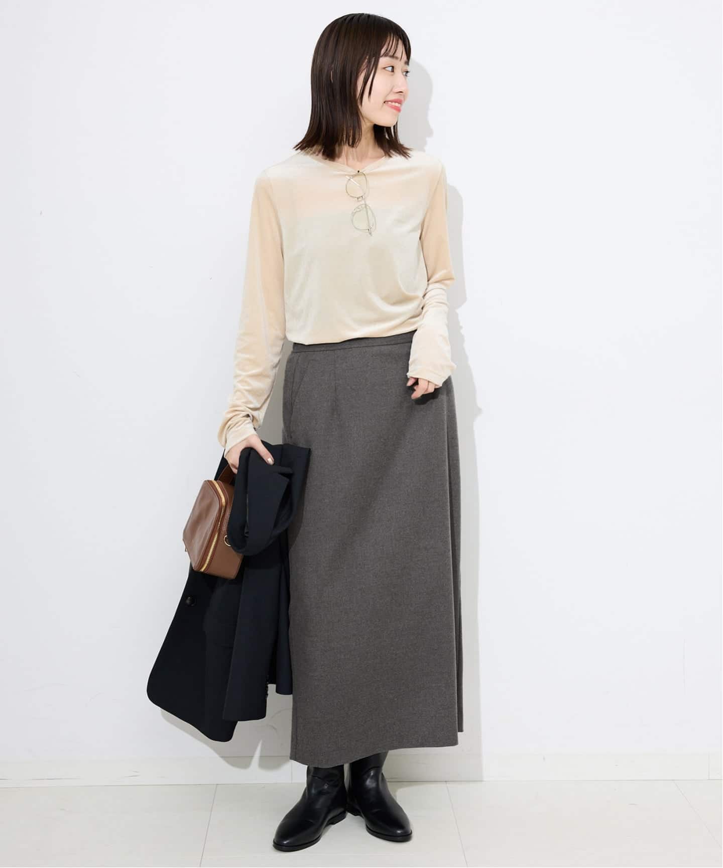 スローブイエナ　SLOBE IENA ウールミックスイージースカート SLOBE IENA｜《吸湿発熱/3サイズ展開》ウールミックスイージースカート