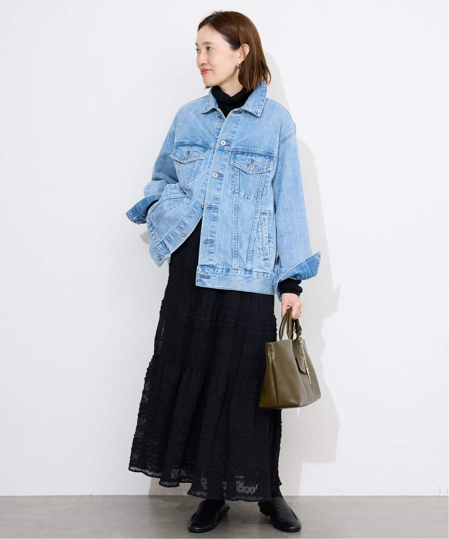 SLOBE IENA MAJOLICAティアプリーツスカート　black WEB限定/追加》MAJOLICAティアプリーツスカート（その他スカート