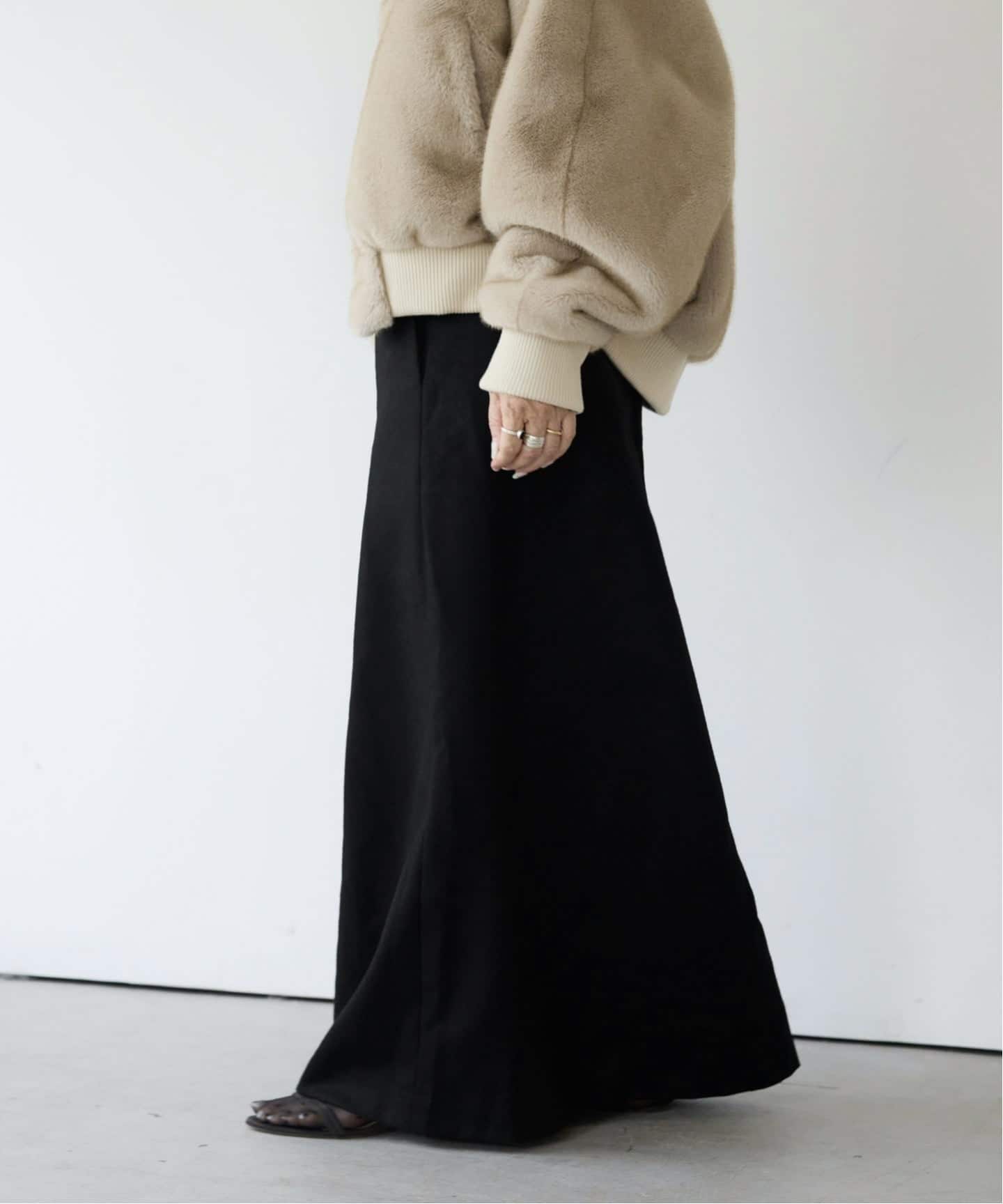 新品　IENA Iラインスカート 予約》ウールサキソニーIラインスカート（ロング・マキシ丈