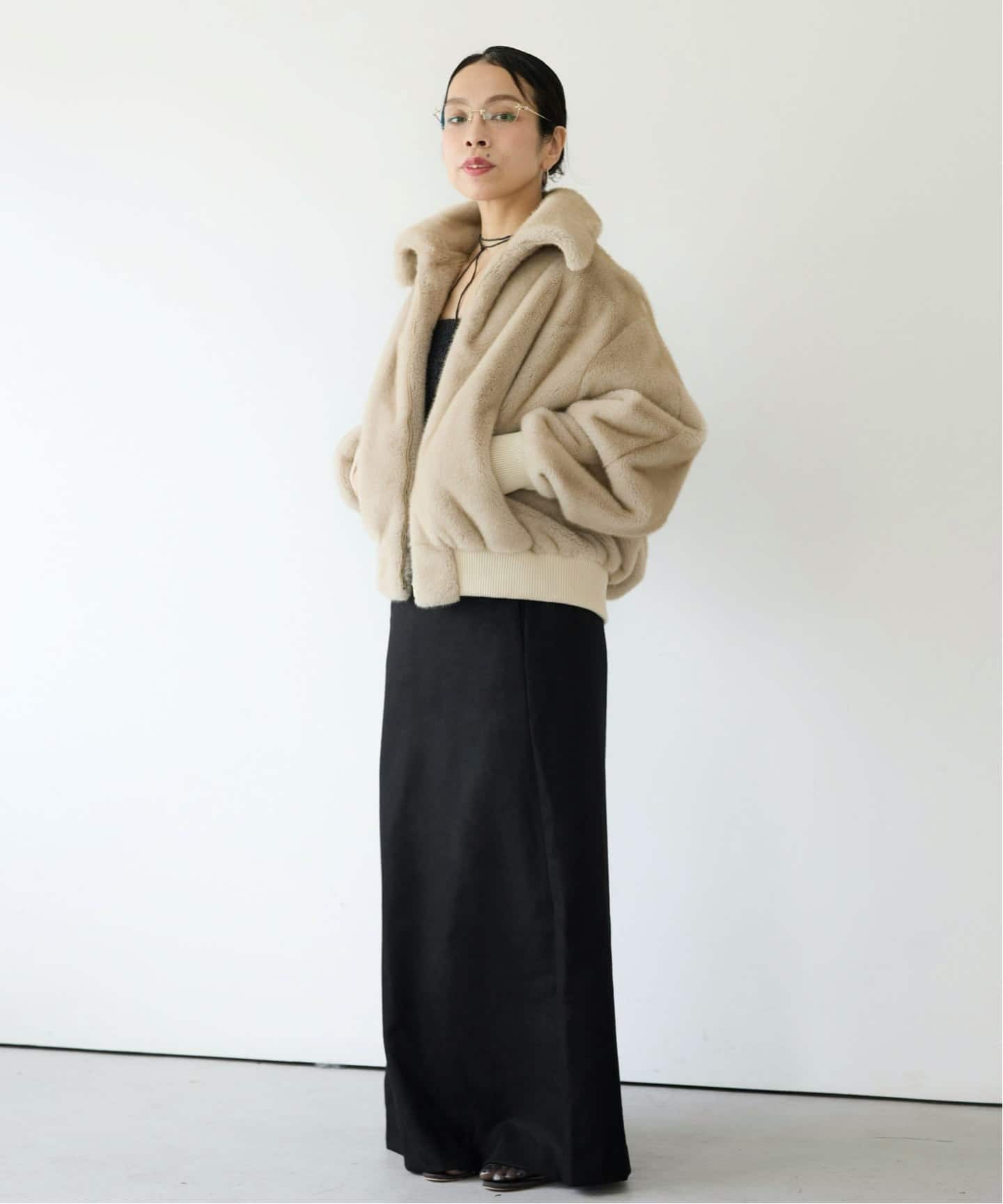 IENA LA BOUCLE ウールサキソニーIラインスカート（ロング・マキシ丈