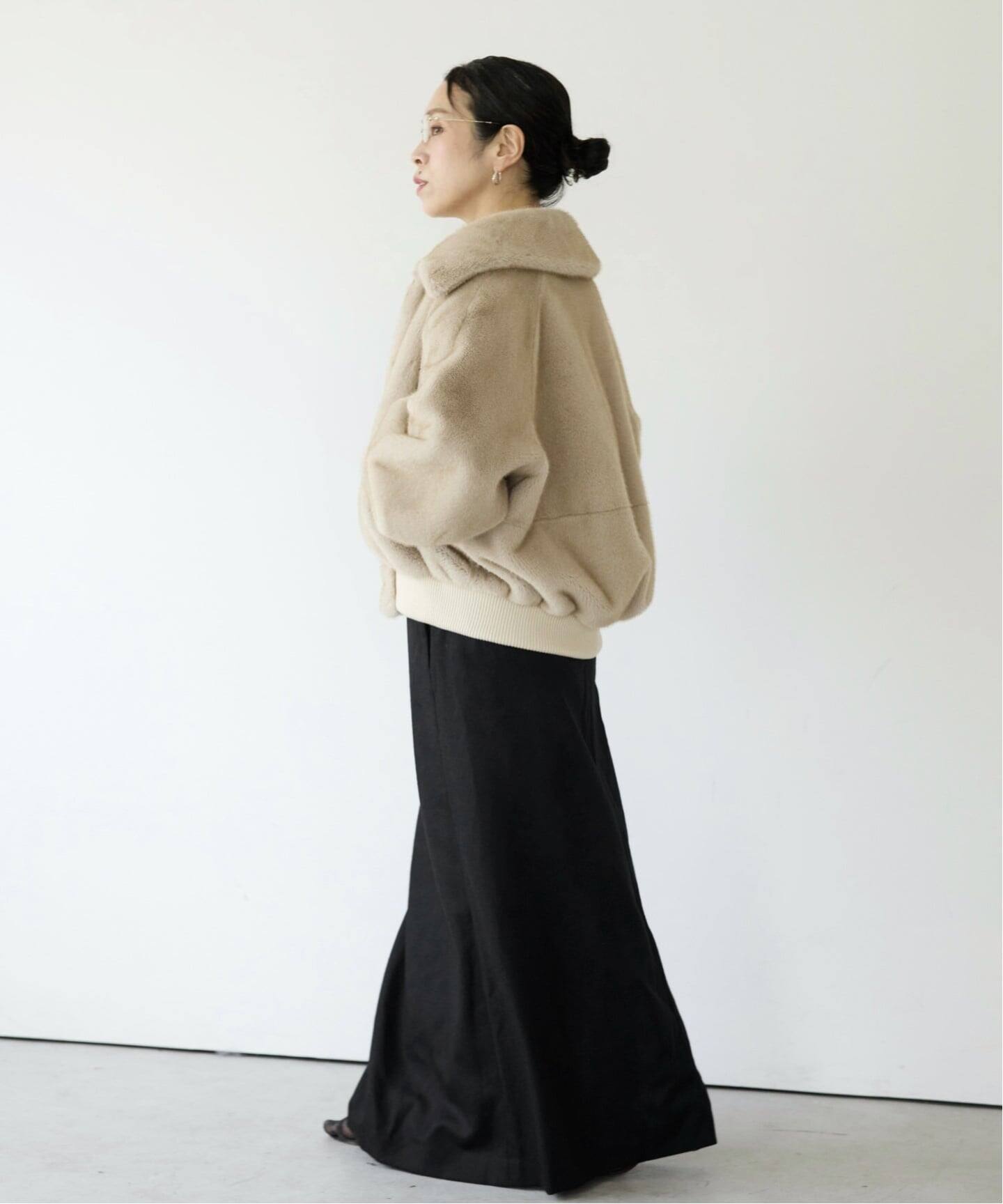 IENA LA BOUCLE ウールサキソニーIラインスカート（ロング・マキシ丈