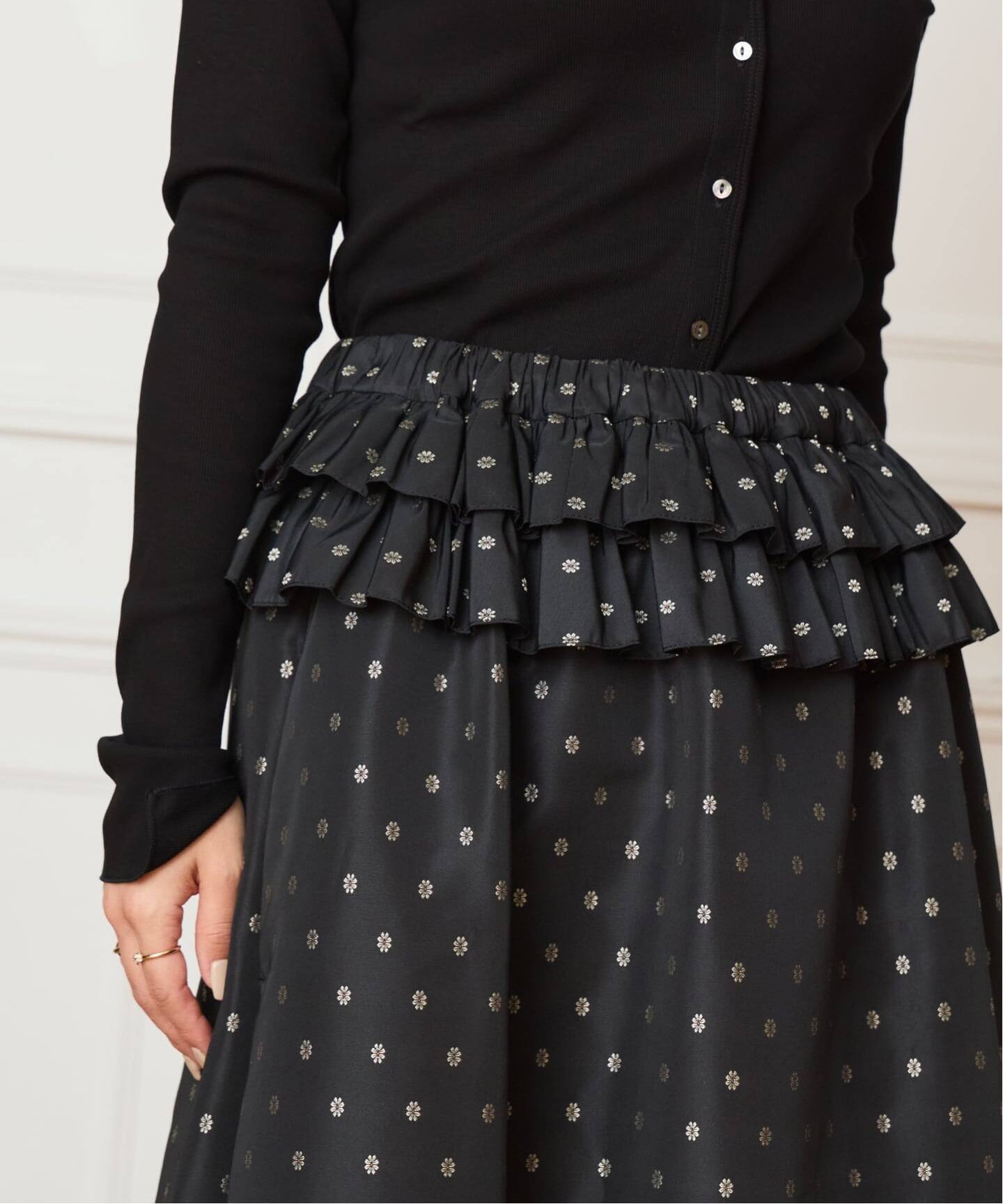 IENA LA BOUCLE JQタフタフリルスカート(ロング・マキシ丈 IENA LA BOUCLE JQタフタフリルスカート(ロング・マキシ丈