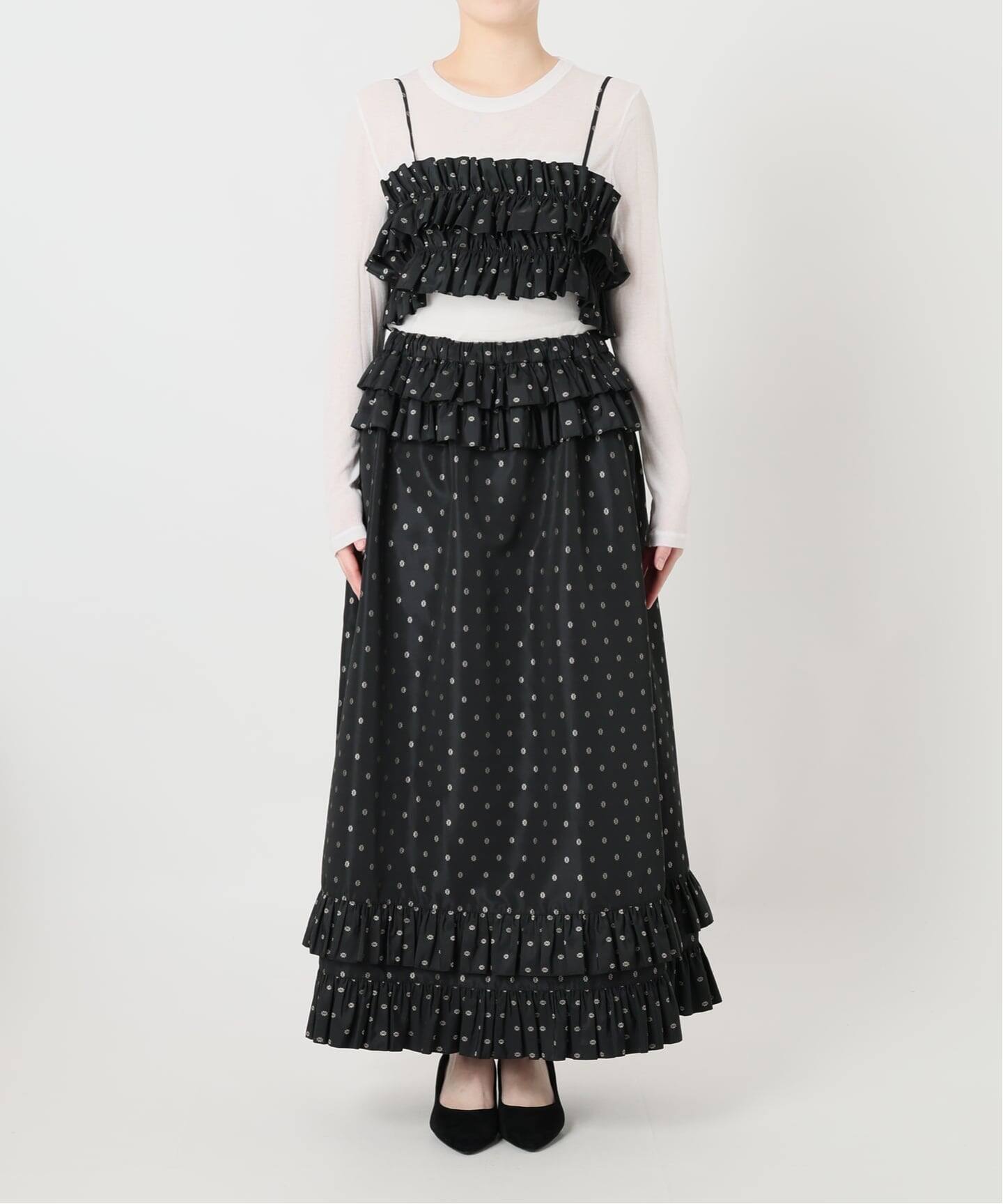 IENA LA BOUCLE JQタフタフリルスカート(ロング・マキシ丈 IENA LA BOUCLE JQタフタフリルスカート(ロング・マキシ丈