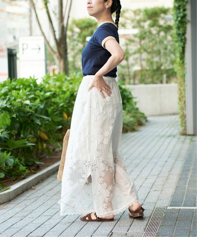 IENA LA BOUCLE レースエンブロボイルスカート（ロング・マキシ丈 