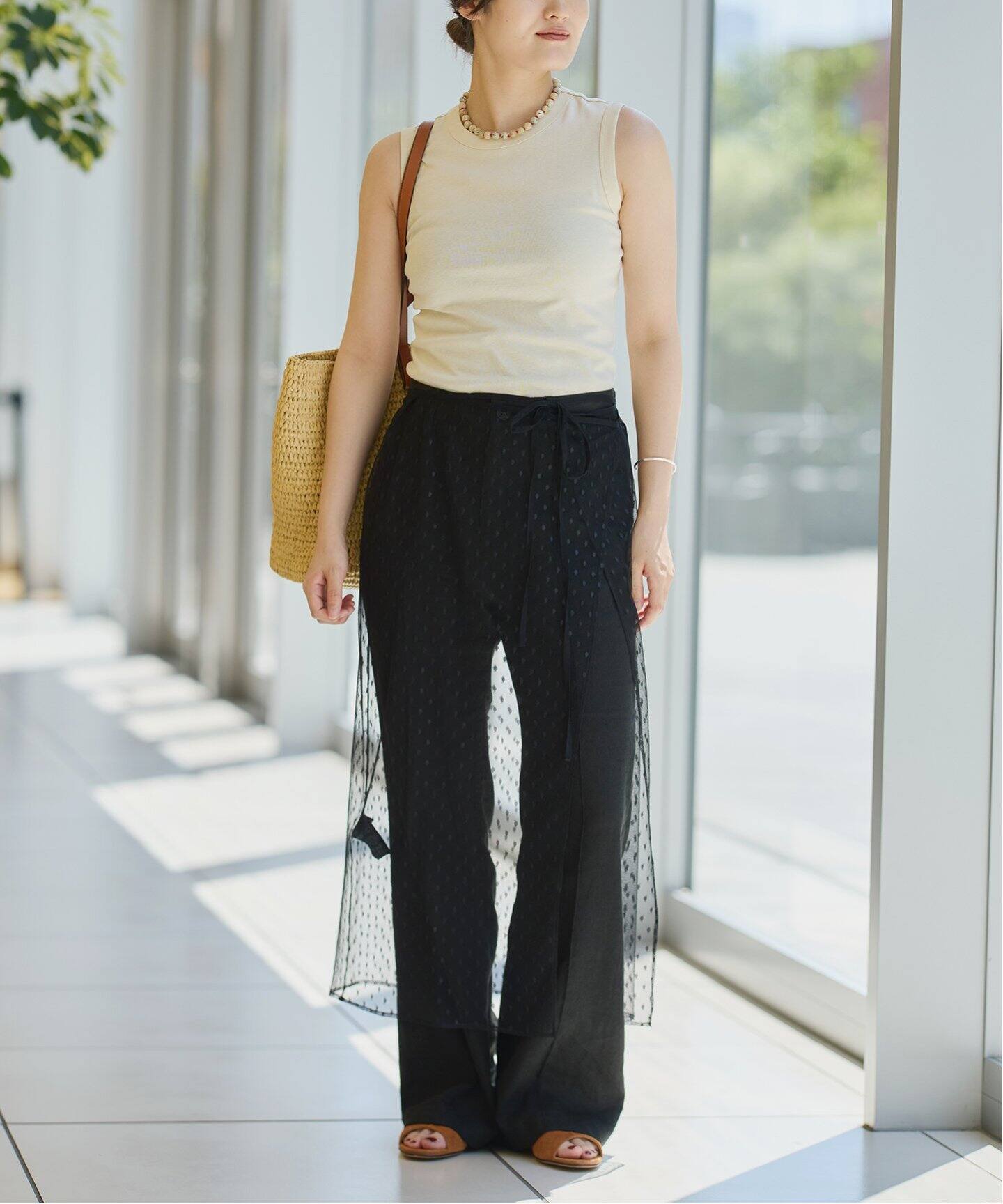 IENA LA BOUCLE ドットチュールフリンジラップスカート（その他  