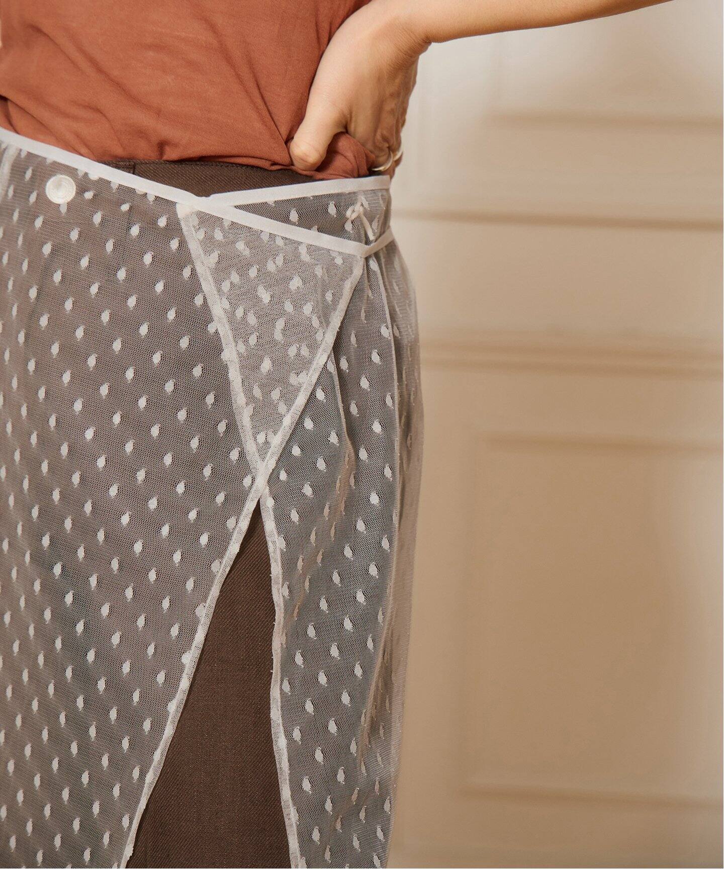 IENA LA BOUCLE ドットチュールフリンジラップスカート（その他