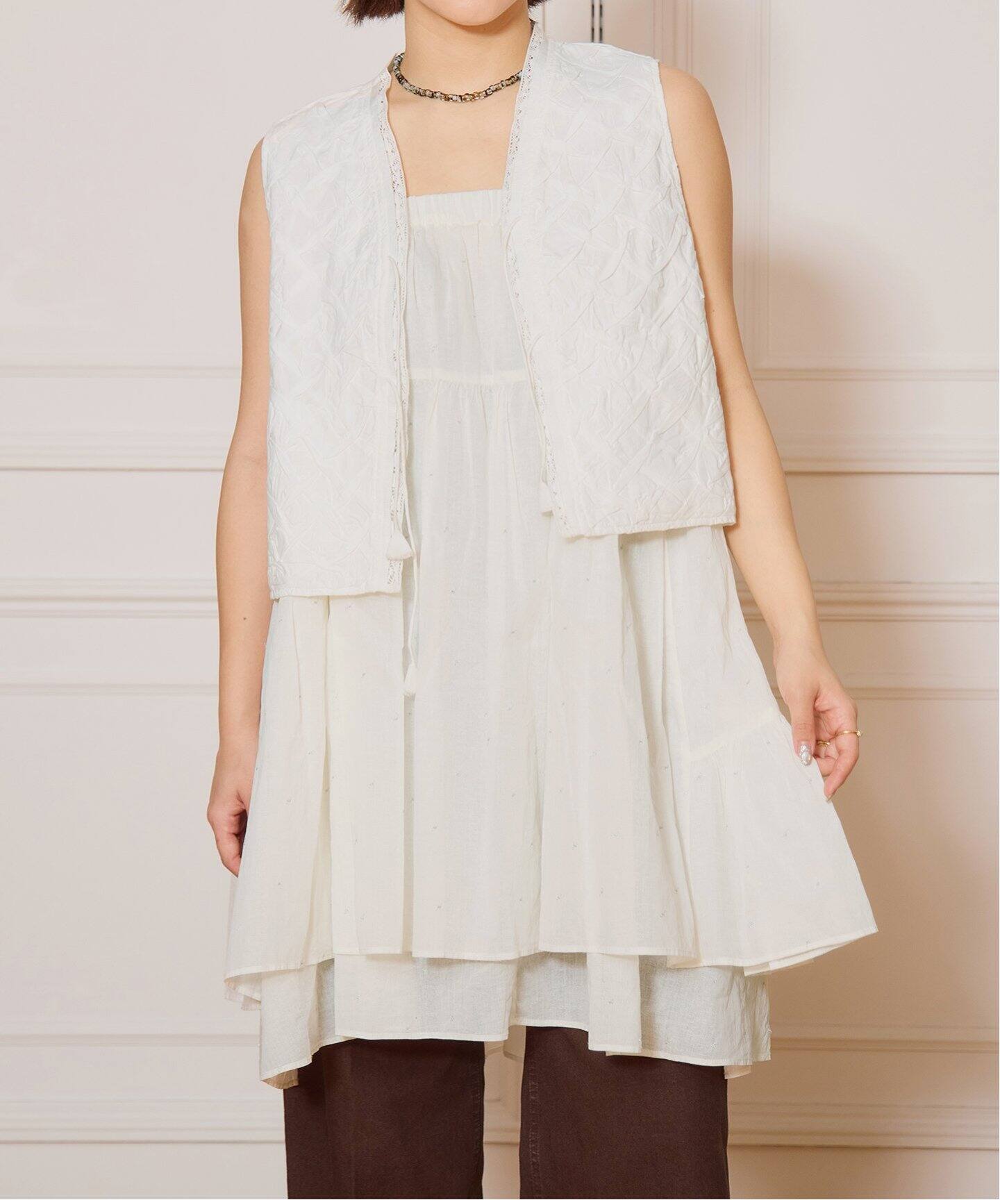 IENA LA BOUCLE コットンオーガンザエンブロイダリーフレア