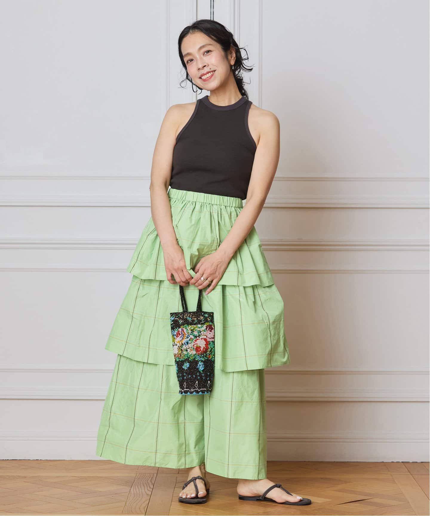 ✨新品✨　IENA la boucle イエナ　タフタタックスカート　34 IENA LA BOUCLE ライトタフタチェックティアードスカート