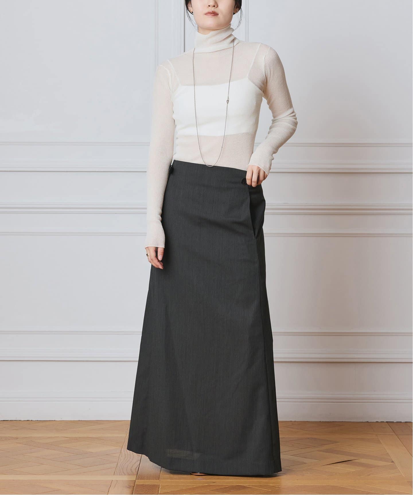 IENA LA BOUCLE ロングチュールスカート グレーカーキ 38 IENA LA BOUCLE（ロングスカート）のフリマアイテム一覧