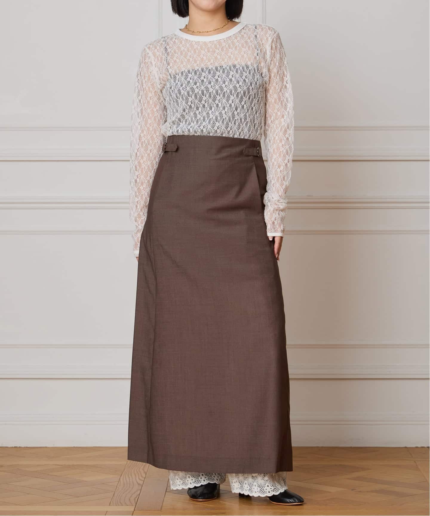 IENA LA BOUCLE ウーステッドIラインスカート（ロング・マキシ丈