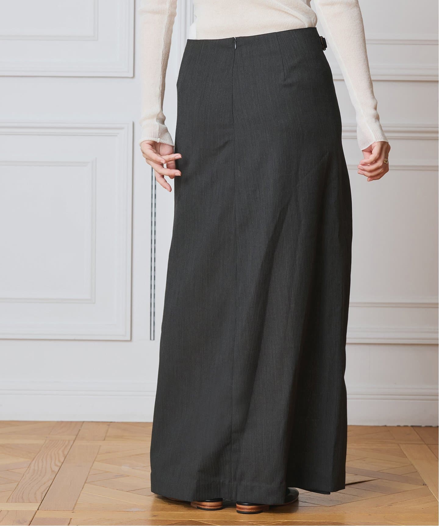 IENA LA BOUCLE ウーステッドIラインスカート（ロング・マキシ丈