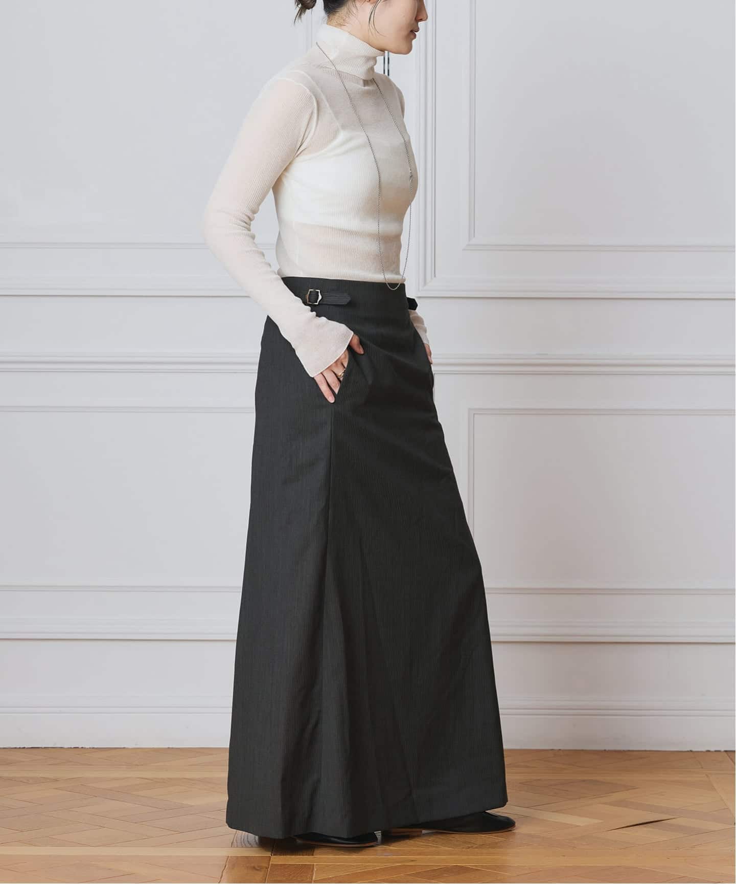 IENA LA BOUCLE ウーステッドIラインスカート（ロング・マキシ丈